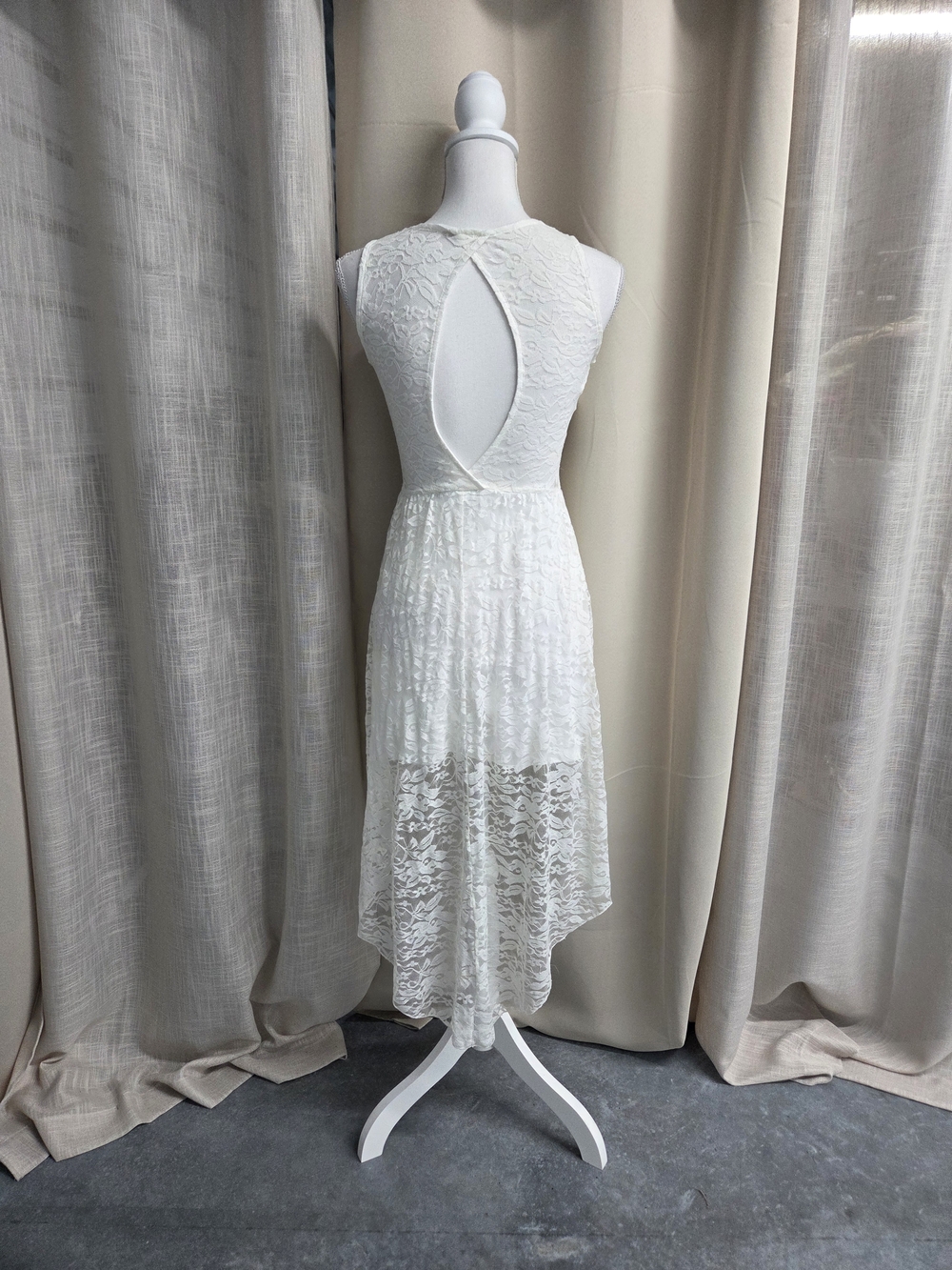 Deb White Lace High-Low Sundress Y2K 1990's Vintage Size S - Picture 2 of 5